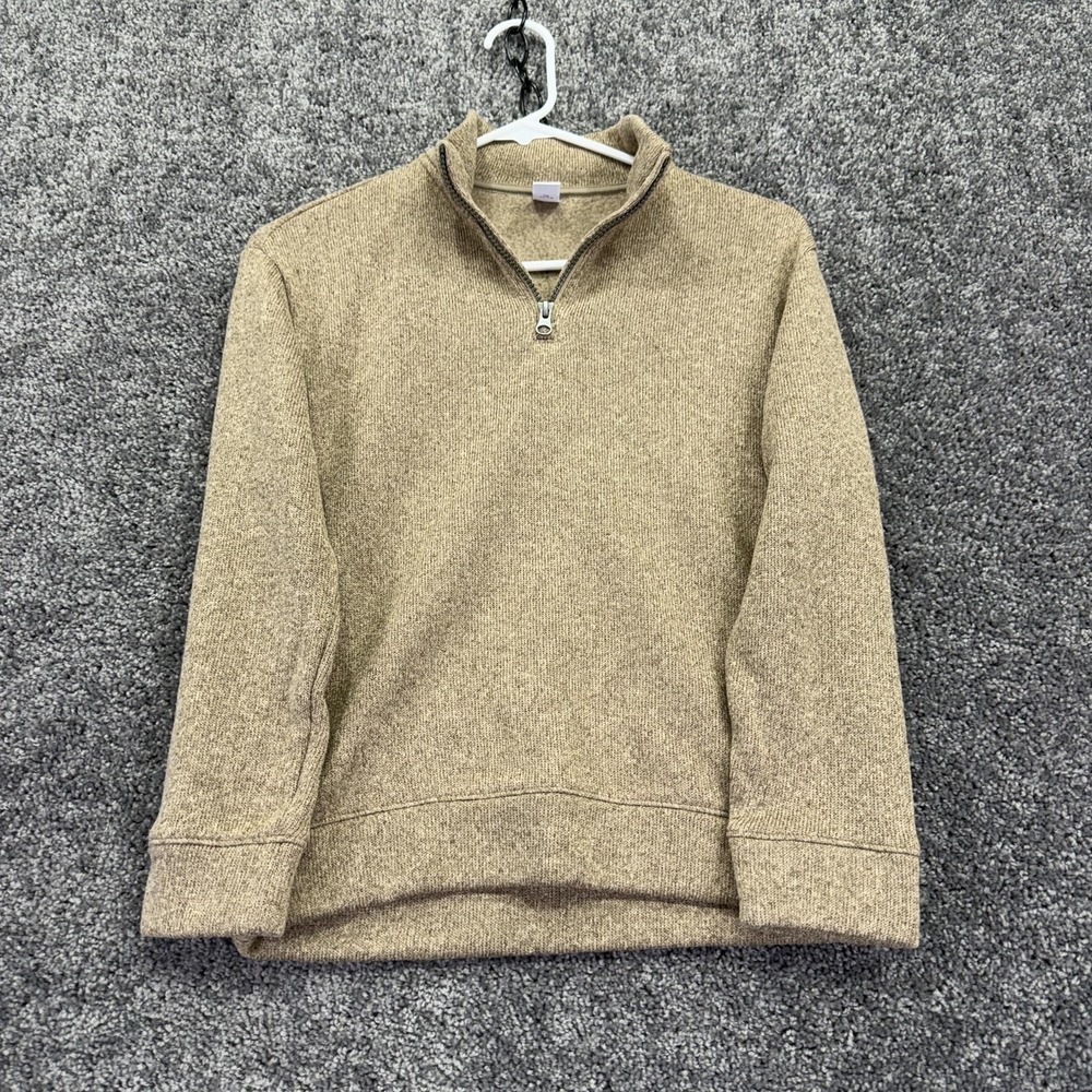 Old Navy Sweater Kids 10-12 Beige 1/4 Zip Mock Neck Knit Pullover Fleece